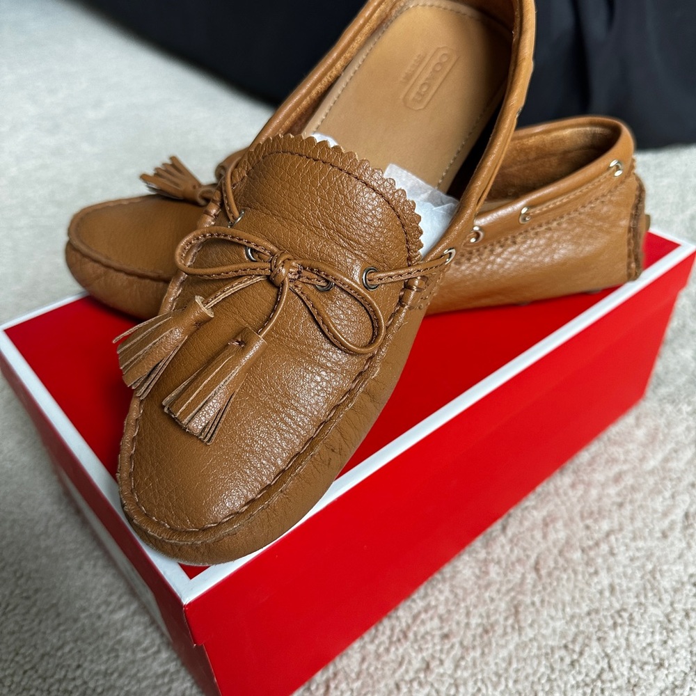 Coach Women's Tan Leather Driving Mocs